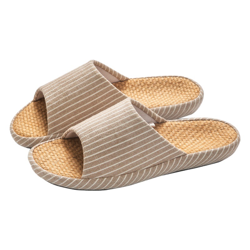 Jingshilu Japanese Style Summer Couple Linen Slippers Household Indoor Fabric Silent Thick Floor Household Cotton Linen Sandals