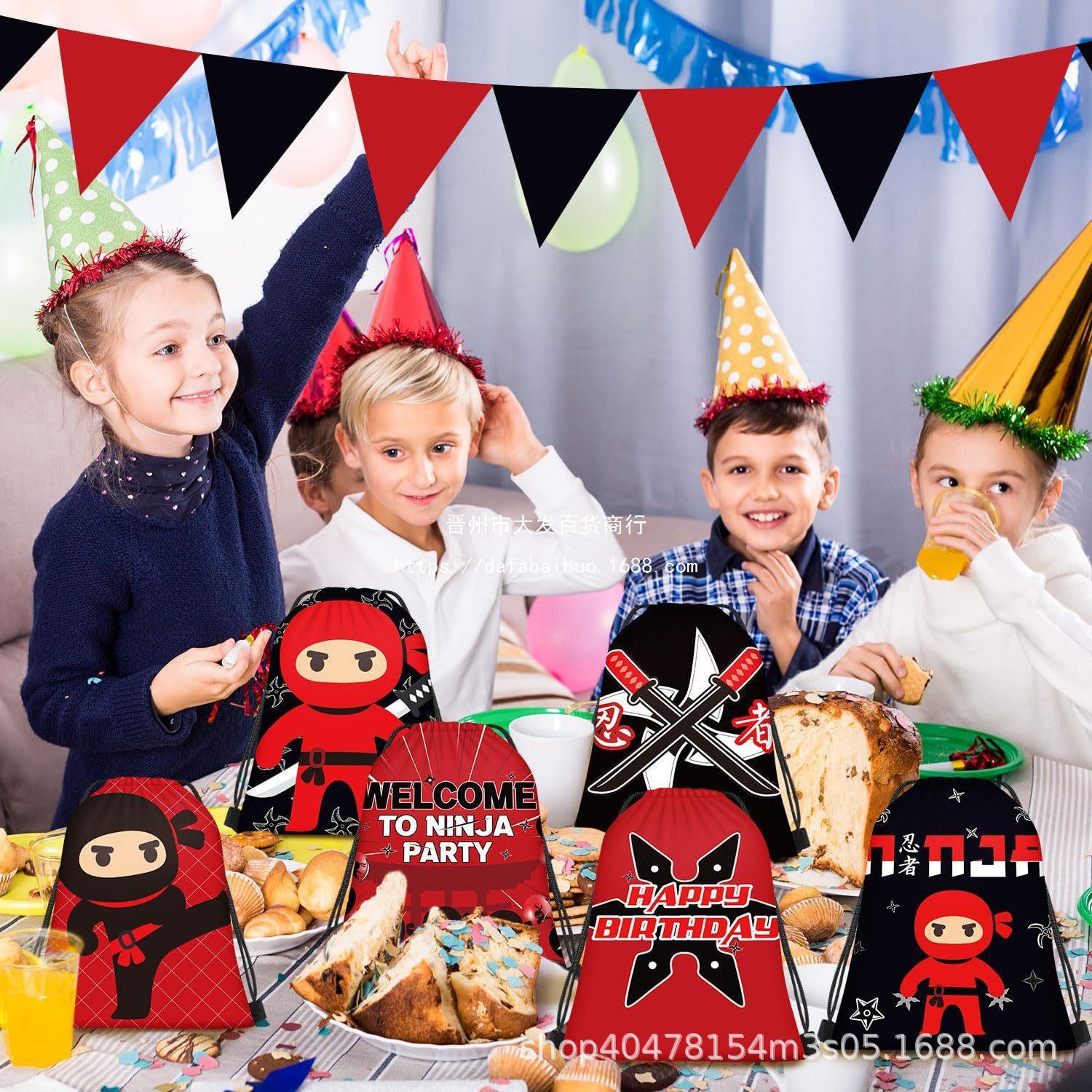 忍者束口袋一忍者儿童生日派对抽绳双肩背包袋便携收纳袋跨境兴爽