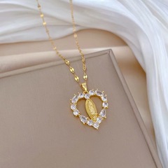 聖母の愛 [チタン鋼] フルダイヤモンド ライト 高級気質 ゴージャスなフルダイヤモンド ネックレス レディース 多用途 鎖骨チェーン チタン鋼チェーン