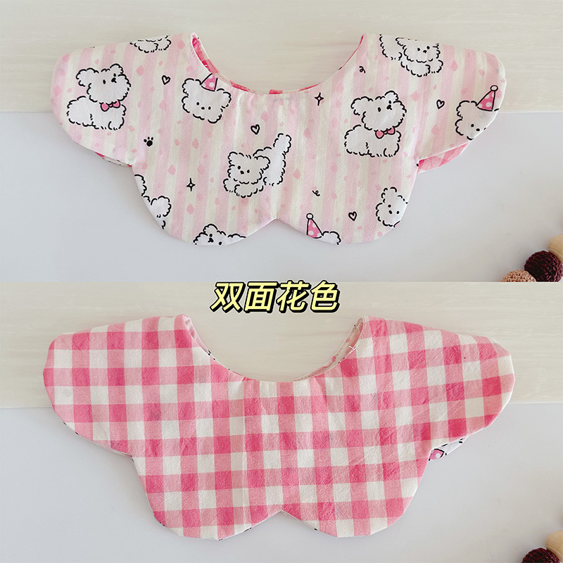 1双面纱布格子粉底狗