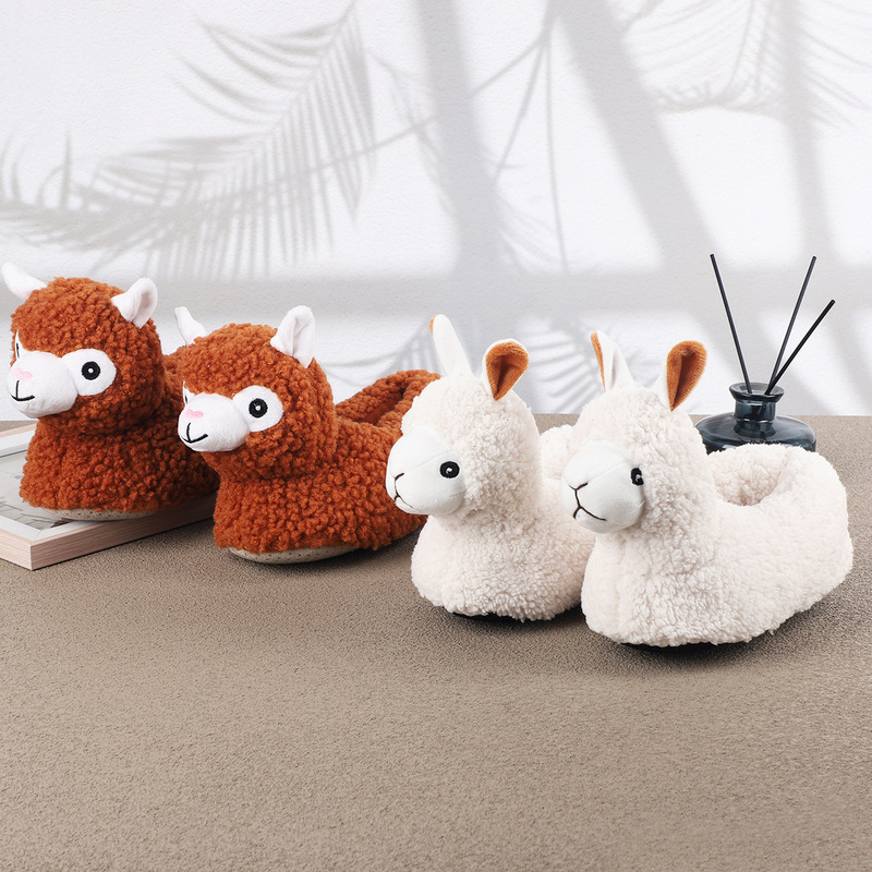 Winter Cotton Slippers, Cute Cartoon Alpaca Plush Slippers, Home Non-Slip Toe Slippers, Cotton Shoes, Couple Style Winter Cotton Slippers, Cute Cartoon Alpaca Plush Slippers, Home Non-Slip Toe Slippers, Cotton Shoes, Couple Style