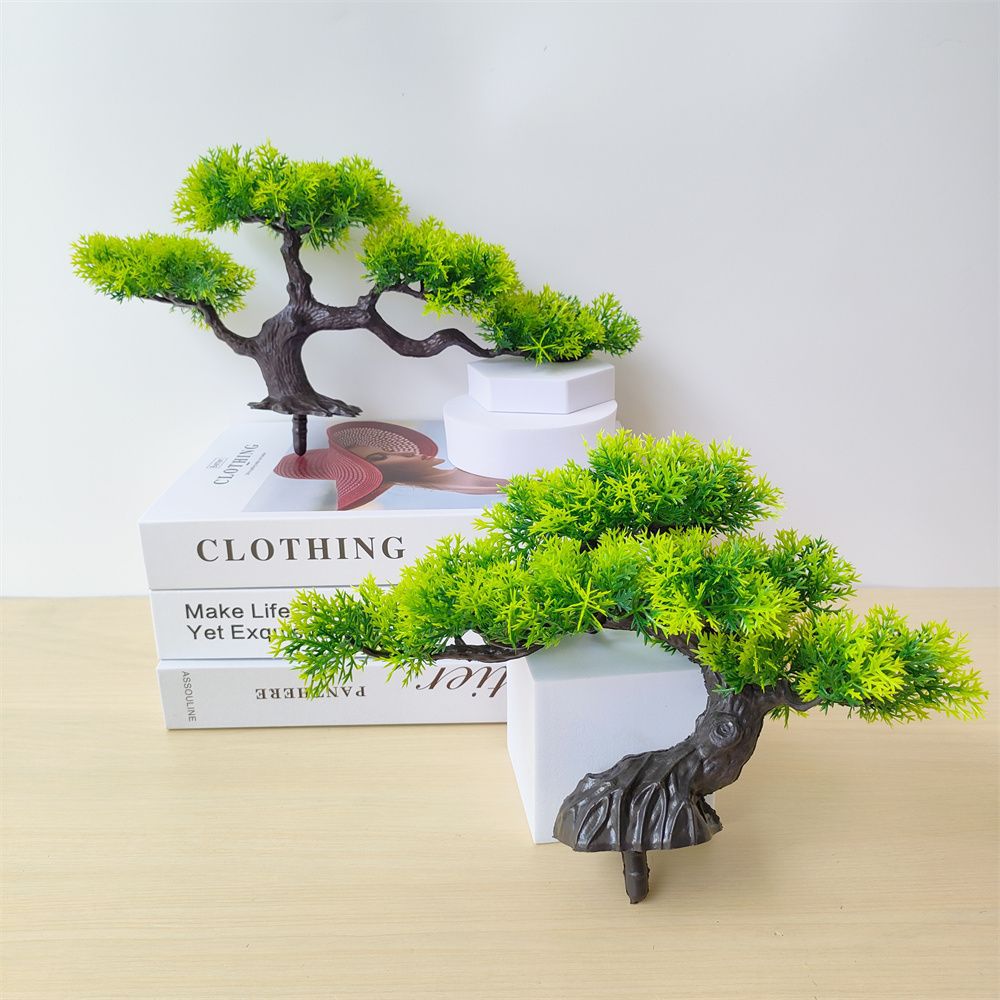 假花仿真花鱼缸装饰客厅塑料花绿植迎客松酒柜摆件工艺盆景盆栽