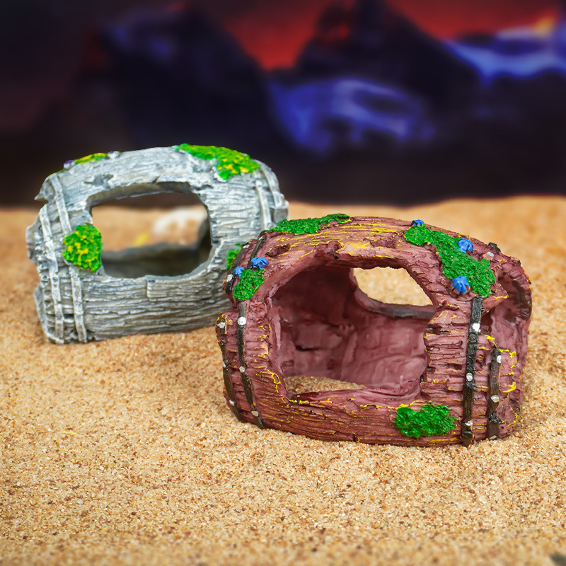 Decoración de piedra de musgo de adoquines real decoración acuario decoración paisaje vino cubo de madera resina escape casa en caja