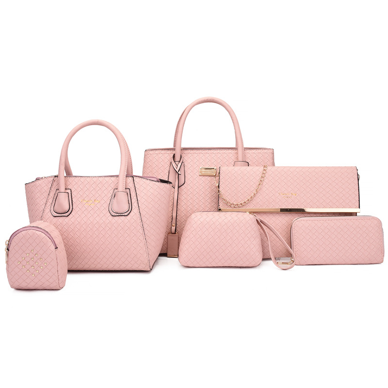 Conjunto de seis bolsos tejidos versátiles de moda para mujer 2025, que incluye bolsos de mano, bolsos de hombro y bolsos cruzados, para madre e hija.
