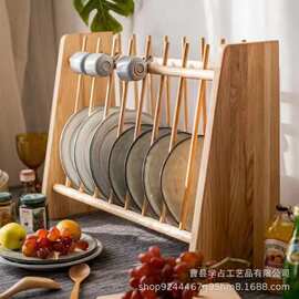 木质餐具水杯沥水架多功能水槽置物架茶叶架木质厨房架