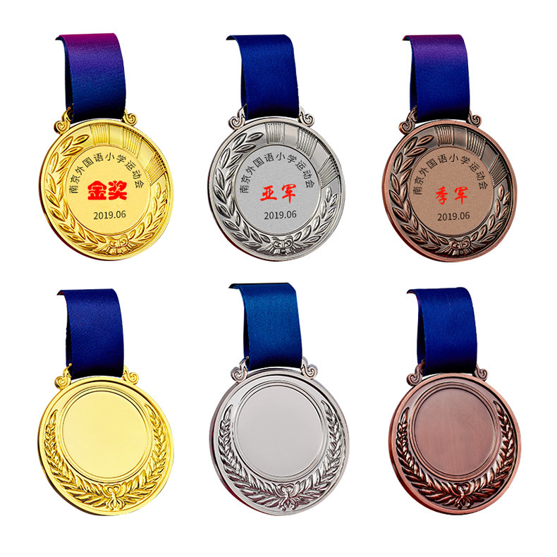 Medalla de metal Maratón Juegos Medalla de oro Jardín de infantes Medalla de oro, plata y bronce Honor Listado Producción