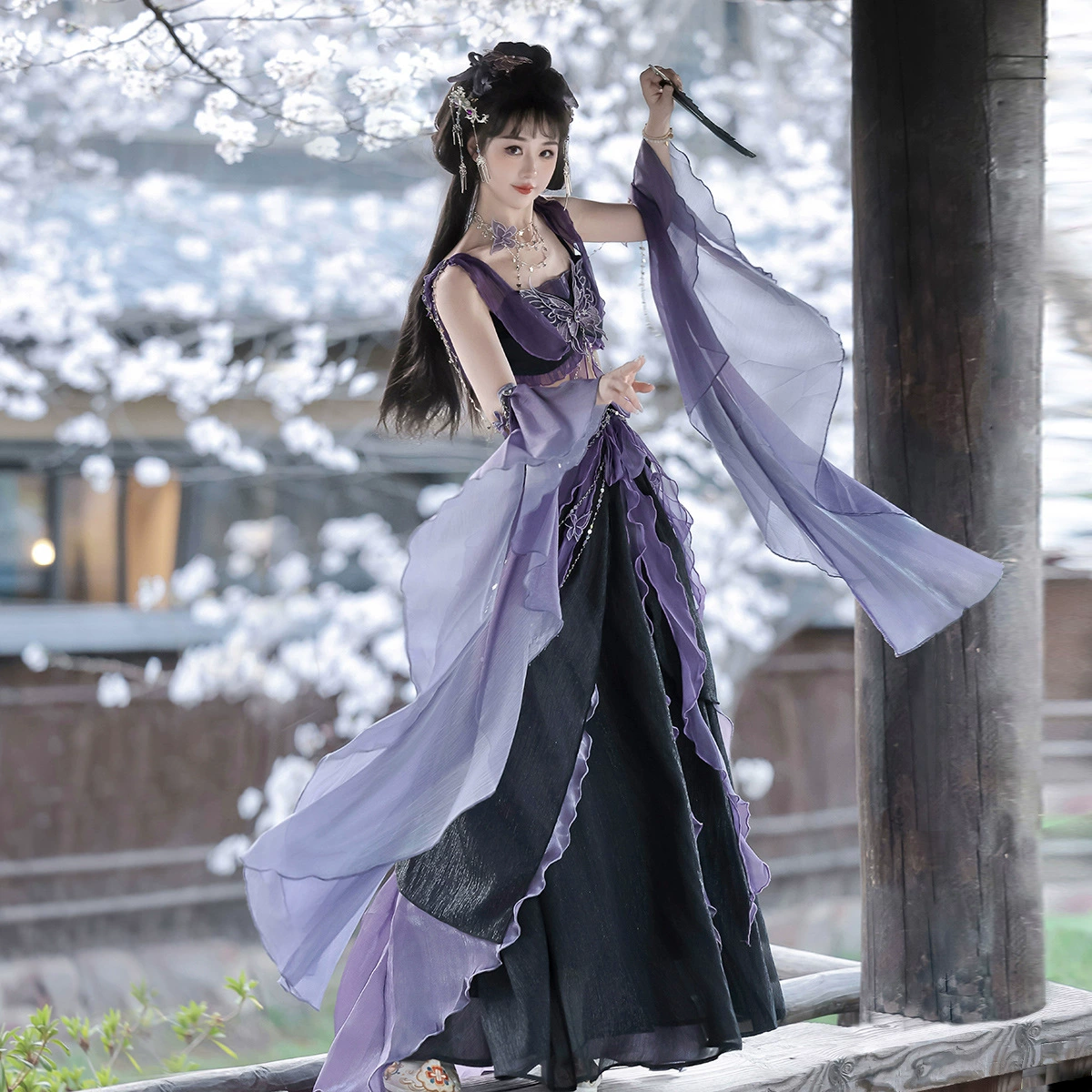 Генуин стиль Hanfu набор ободок, пояс, юбка, комплект