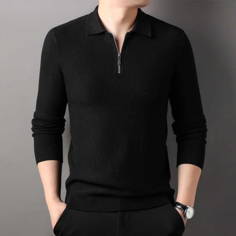 2025 Spring and Autum New Men's Young and Middle-Aged Lapel Breathable Fashion Casual Long-Sleeved T-Shirt Polo Shirt