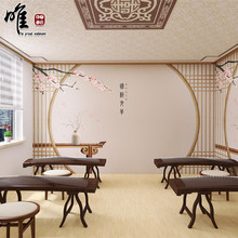 新中式古典国粹文化壁纸古筝教室少儿音乐艺术培训班背景logo墙纸