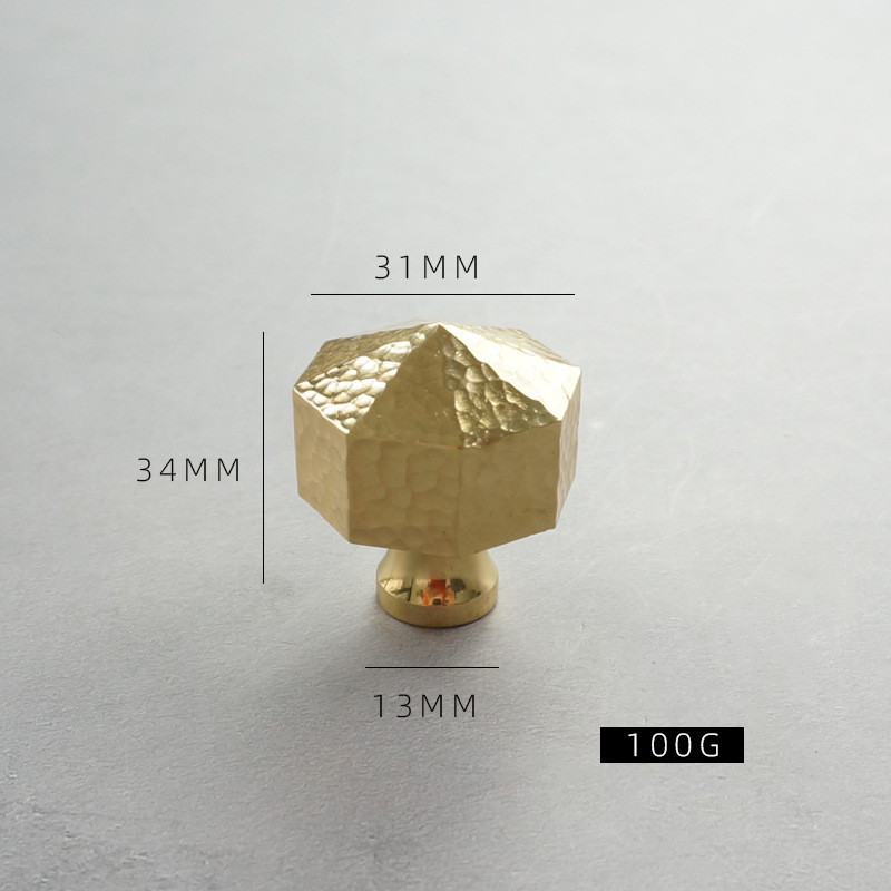 Manija de latón martillado moderno minimalista gabinete cajón armario puerta zapato gabinete de lujo luz oro cobre puro mango largo