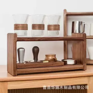 实木咖啡餐具收纳架桌面手冲咖啡工具置物架咖啡杯收纳拜访架定制