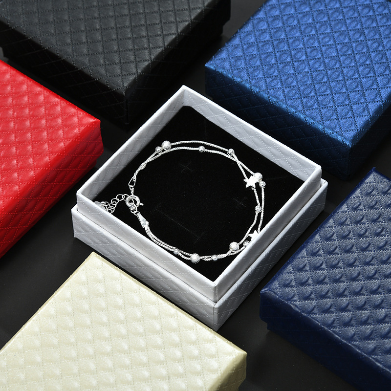 New diamond pattern jewelry packaging box wholesale creative ring earrings pendant watch box heaven and earth cover gift box
