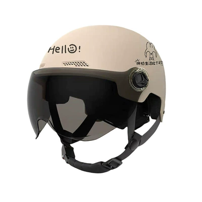 Motosiklet kaskı (dəbilqə) | All Seasons, Lightweight Safety Helmet Hd - 3c-certification-spring-and-summer-lucky-rabbit-light-apricot-short-tea-one-size-fits-all