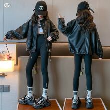 女童外套2025秋季新款潮酷短款皮衣中大童洋气儿童夹克衫外穿上衣