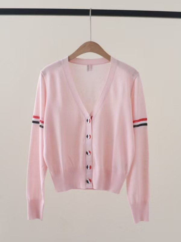 新しい tb カレッジスタイル V ネックシャツダブルスリーブカラーストライプニット長袖セーター女性のファッション|undefined