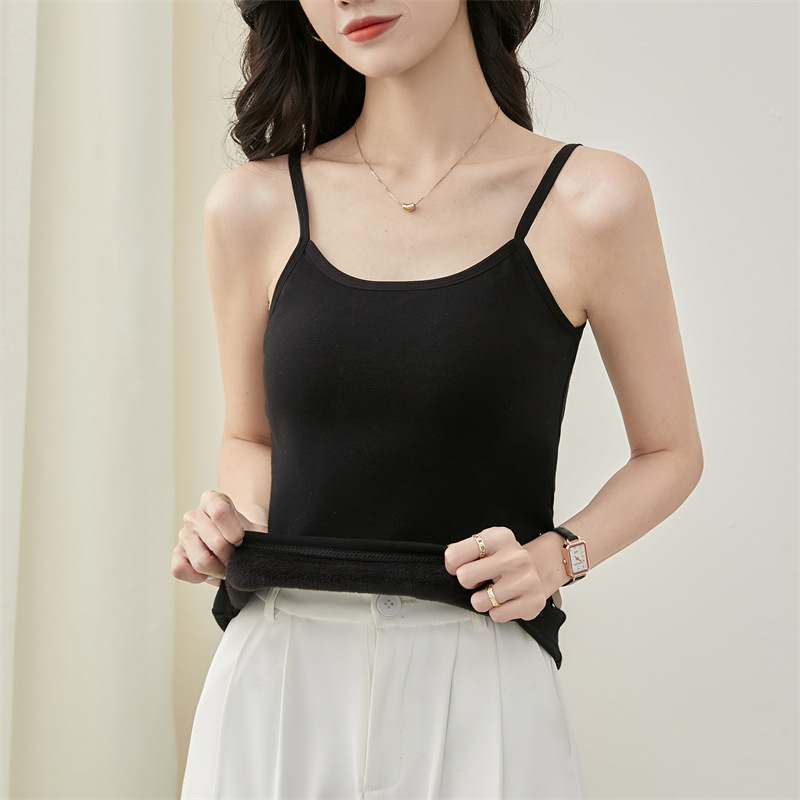 New Autumn and Winter Fleece-Lined Camisole for Women, Thermal and Warm Inner Layer, Vest, Suit Base Layer, Sleeveless Top