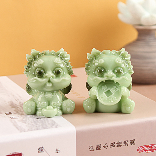 Cute imitation jade resin crafts ornaments Nafu Pixiu gifts creative home decorations car ornaments