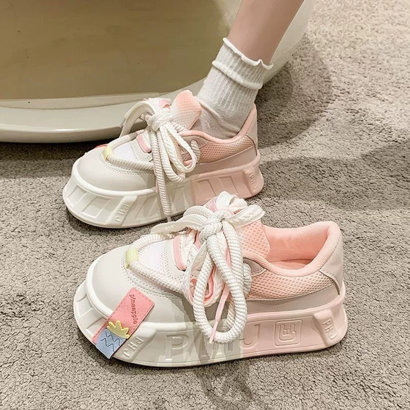 Женские кроссовки JDNVH на толстой подошве с градиентным цветом, весна-осень 2023, белые, спортивные, повседневные, модные.