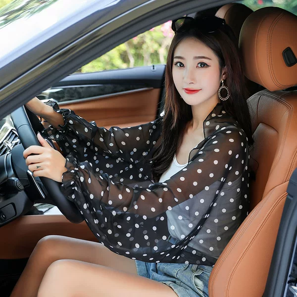 Sun Protection Shawl Cardigan for Women, Long-Sleeved Summer Driving Sleeves, Cape-Style Thin Ice Silk Arm Sleeves for Cycling, Sun Protection Clothing