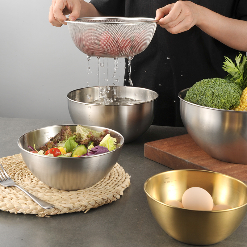 Lavaneta de acero inoxidable al por mayor, palangana para huevos de cocina doméstica, engrosamiento, palangana para mezclar 304, palangana para ensaladas, palangana para cocinar para hornear