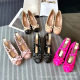 High Version Metal Rivet Ballet Shoes Silks and Satins Round Toe Bow Flats Shoes Cross Buckle Mary Jane Shoes