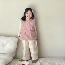 【清仓款】维木童装女童背心套装2024秋冬新款儿童韩版羊羔毛马甲