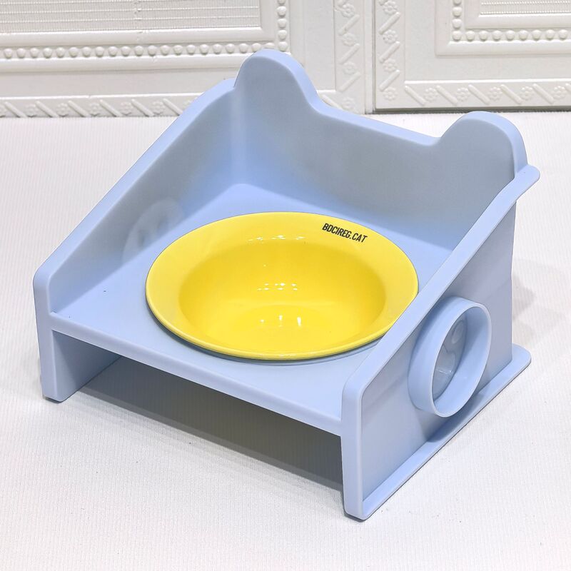 创意卡通飞碟碗带防漏碗架家用可爱宠物碗陶瓷猫碗狗碗防打翻水碗|undefined