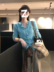 韩系多巴胺彩虹扣长袖针织衫女早秋季设计感百搭显瘦开衫外搭上衣