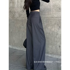 厂家腿裤女高腰垂感阔灰色薄款地夏季直筒裤休闲拖感春秋季西装裤