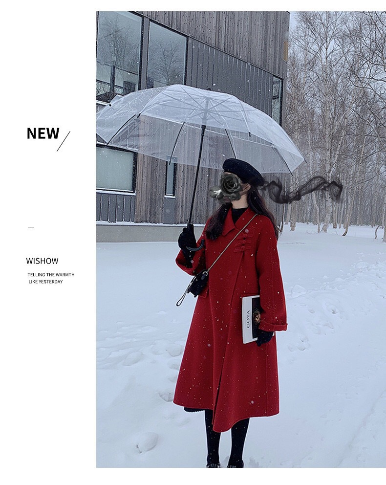 Women's Woolen Coat - Elegant Buttoned Autumn And Winter Overcoat_voghion.com