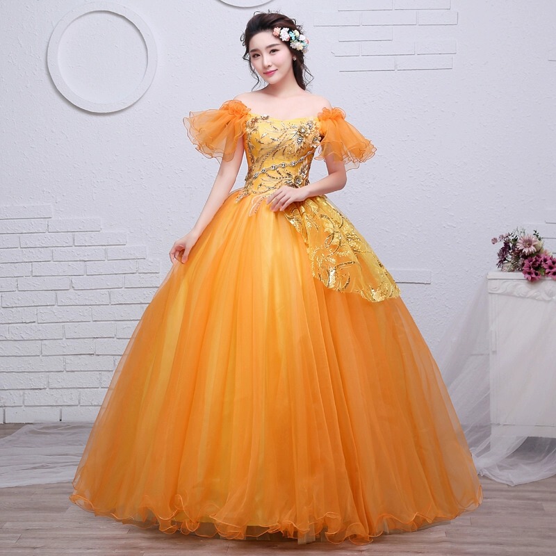 New Off-Shoulder Wedding Dress Stage Performance Dress Colored Yarn Solo Stage Student Art Test Large-Swing Tutu Dress Women New Off-Shoulder Wedding Dress Stage Performance Dress Colored Yarn Solo Stage Student Art Test Large-Swing Tutu Dress Women