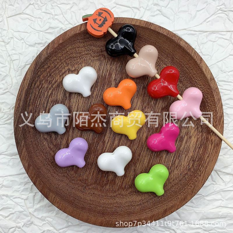 アクリルソリッドカラーピーチハート携帯電話ケースクリームアクセサリー卸売ジュエリービーズ手作り diy 素材ルースビーズ|undefined