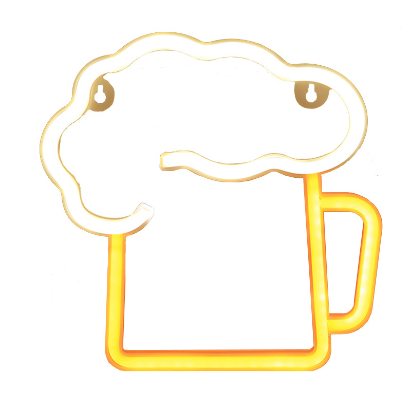 Transfronterizo nuevo LED de luz de neón taza de cerveza modelado luz creativa bar bebiendo cerveza luz decorativa suministro directo de fábrica