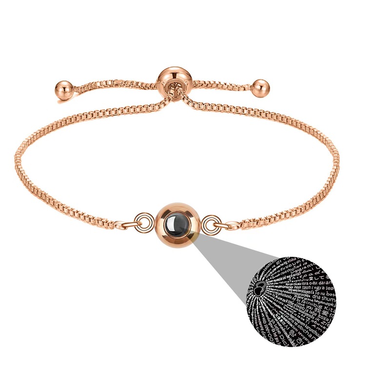 Handwear European and American titanium steel 100 languages I love you projection bracelet can be customized color picture photo surprise gift