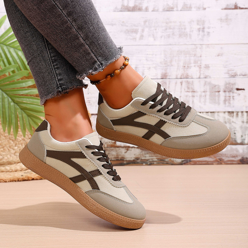 Cross-Border Export 2025 Autum Large Size White Shoes for Women Retro Casual Versatile Fashion Sports Running Flats Shoes