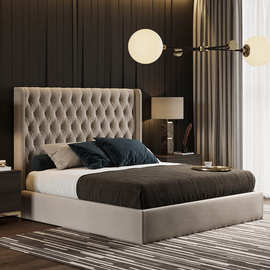 铭华欧式大气布艺床设计新款家居轻奢现代简约家用双人床主卧高端