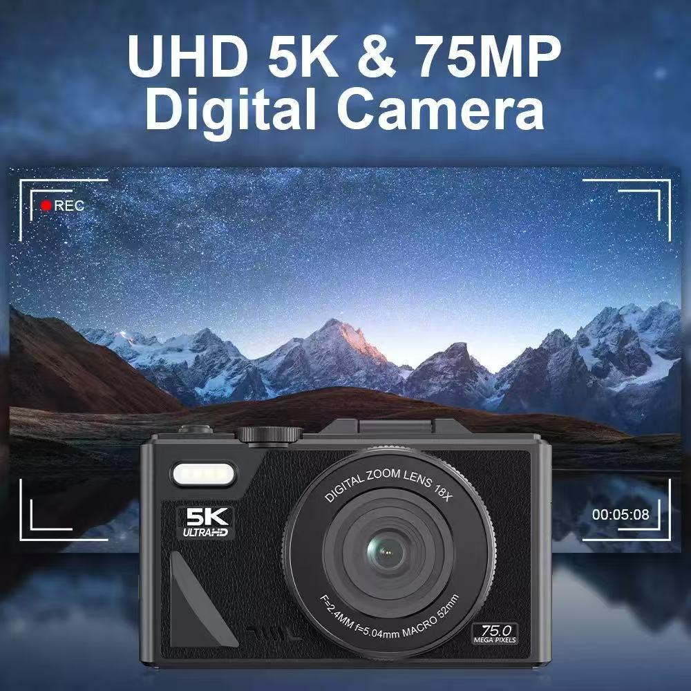 Cámara Digital Retro con Pantalla Abatible 5K W1 Zoom 18X con Estabilización Óptica para Campus y Selfies image 7