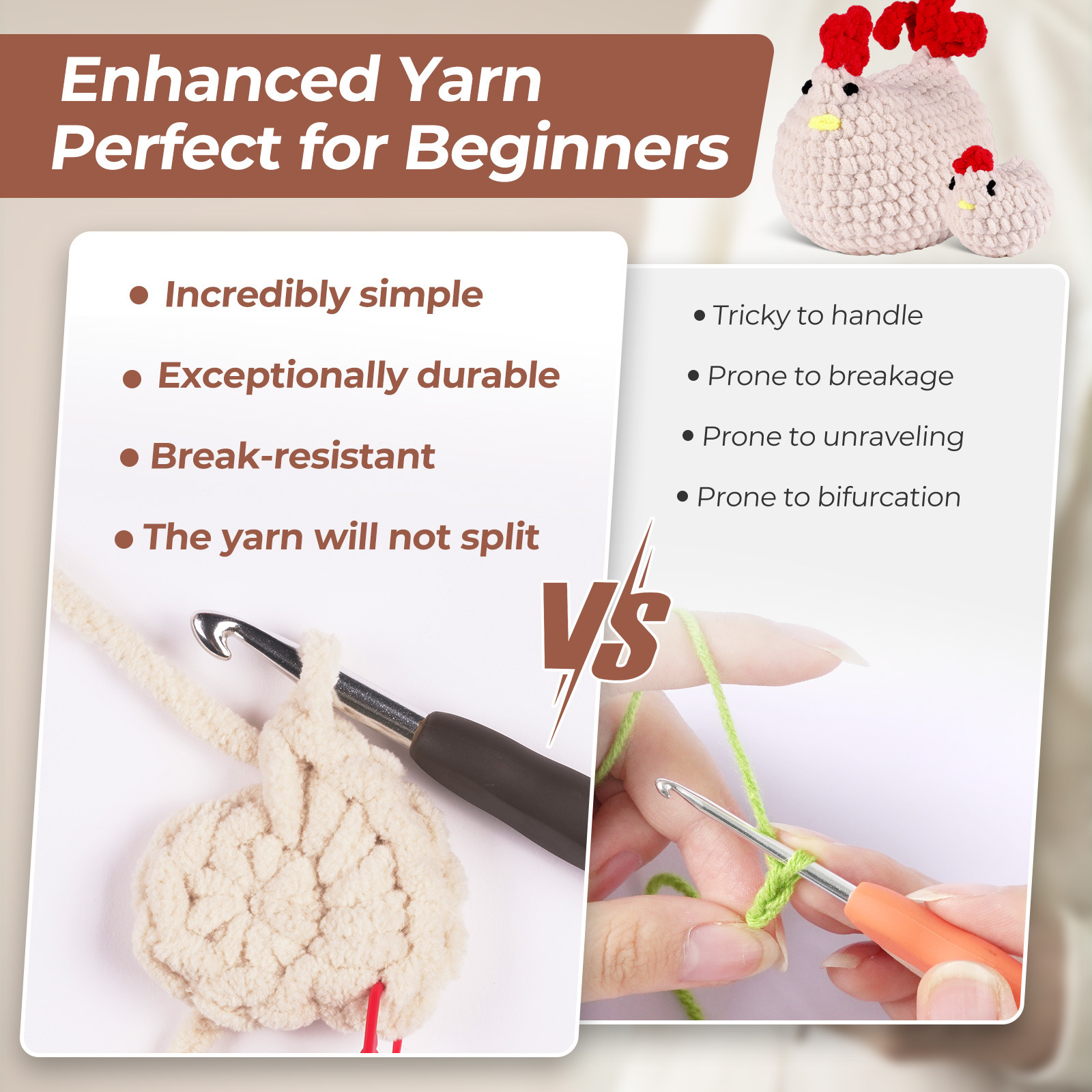 diy DIY pendant weaving set of small hens with segmented ice stripe thread, Amazon English crochet material pack pic 4