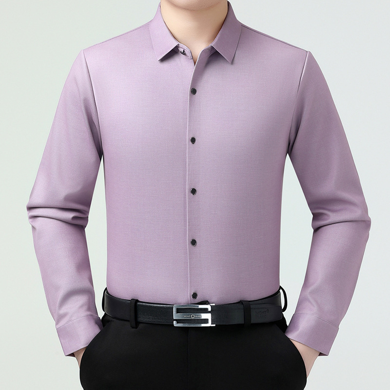 品牌百搭衬衫男士轻奢简约加绒保暖衬衣中年爸爸商务内搭羊绒寸衣