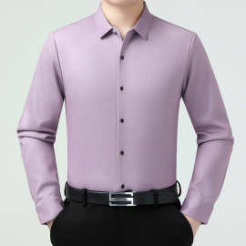 品牌百搭衬衫男士轻奢简约加绒保暖衬衣中年爸爸商务内搭羊绒寸衣