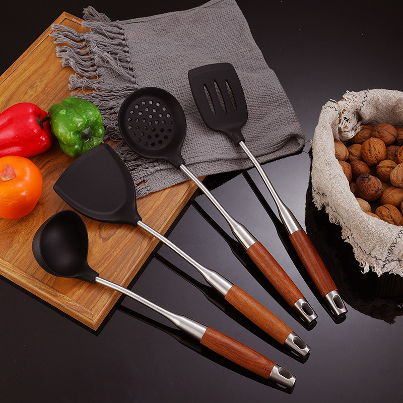 304 stainless steel silicone kitchenware rosewood handle large…
