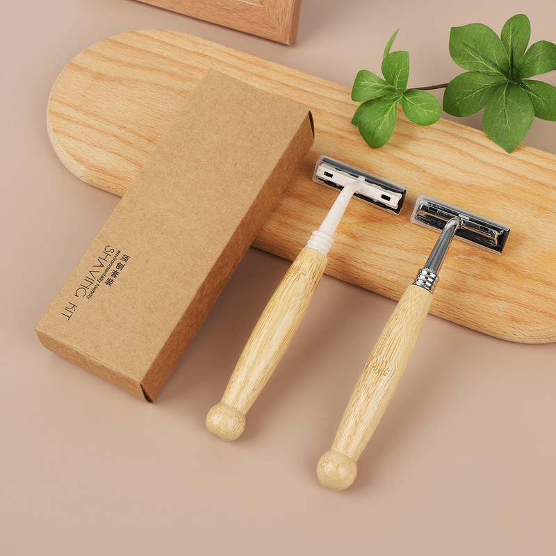 Hotel Hotel Disposable Shaver bamboo handle folk style Shaver Kraft paper card box suit Shaver