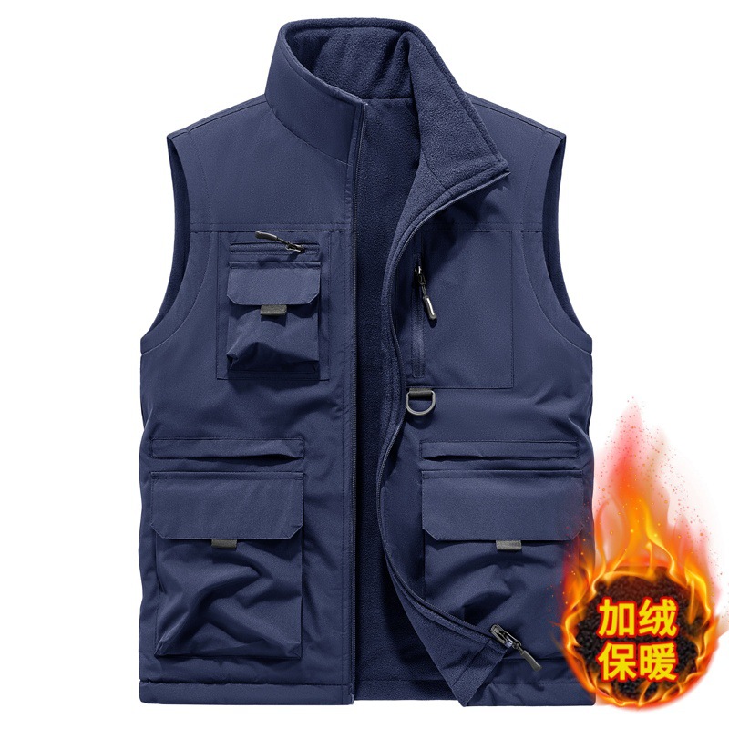 Chaleco de lana impermeable al aire libre abrazadera de caballo transfronteriza fuera de invierno fotografía de pesca multi-bolsillo chaleco de herramienta hombre personalizado