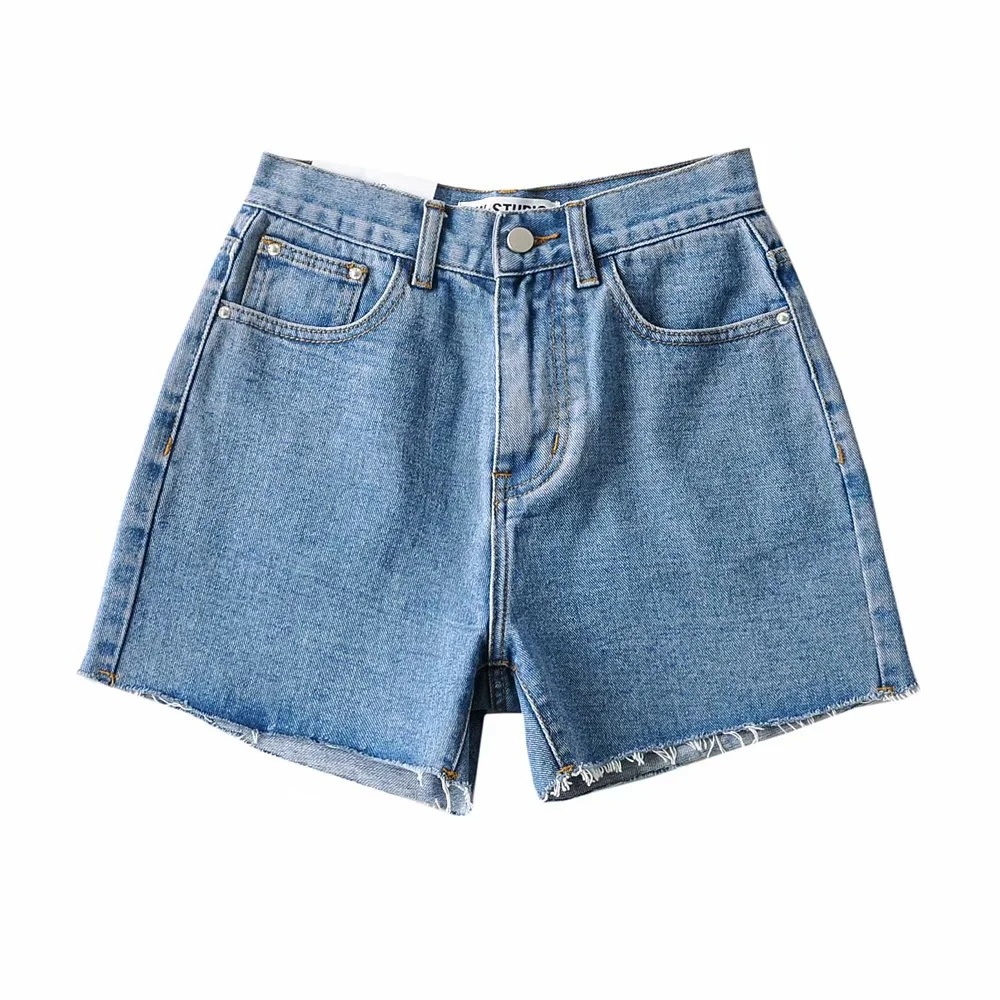 High Waist Wild Wide-Leg Loose A-Line Thin Hot Denim Shorts NSAC53223