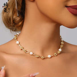 小众个性设计感打结珍珠项链饰品高级感新款不掉色简约百搭锁骨链