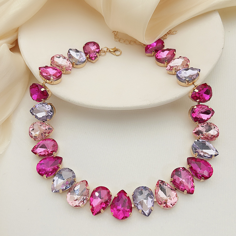 Water Droplets Pattern Vacation Water Droplets Artificial Crystal Women's Necklace