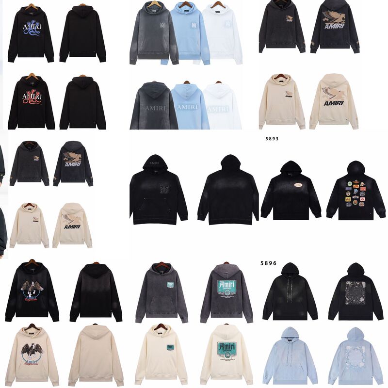 Cross-Border American Fashion Brand Amiri High Street Autumn and Winter Unisex Pullover Loose Casual Washed Sweatshirt Vintage Hoodie