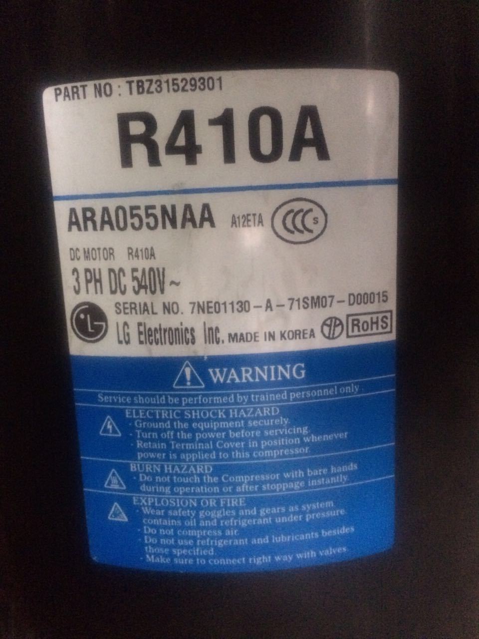 LG 变频空调压缩机  ARA055NAA   压缩机   R410