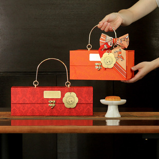Customized New 2025 Mooncake Gift Box Satchel Mid-Autumn Festival High-End Packaging Box Creative Gift Box Logo Customization