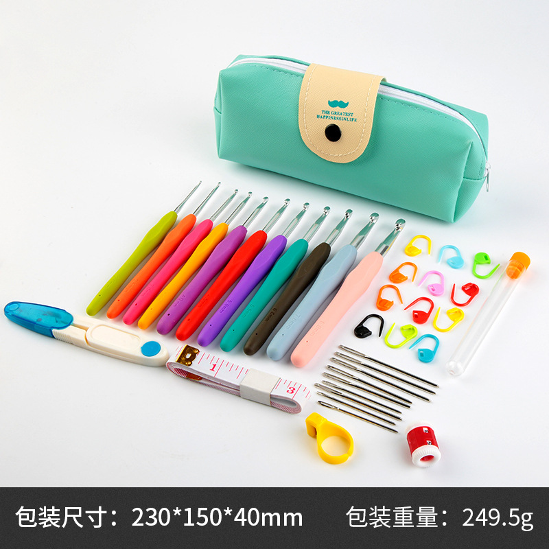 Amazon crochet traje color TPR suave mango de aluminio crochet combinación DIY lana tejer crochet barba bolsa traje